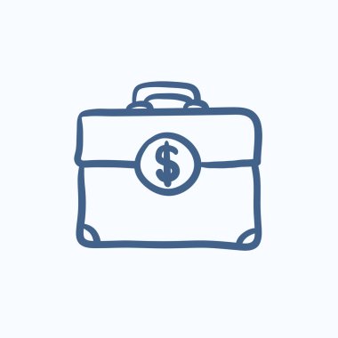 Doları sembol kroki simgesini bavulla.