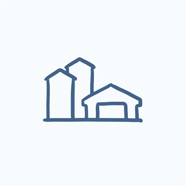 Edificios de granja icono de boceto . — Vector de stock