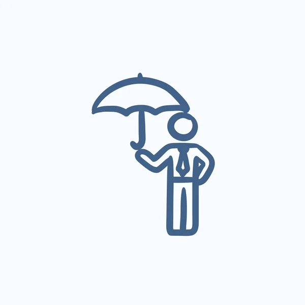 Geschäftsmann mit Schirm-Ikone. — Stockvektor