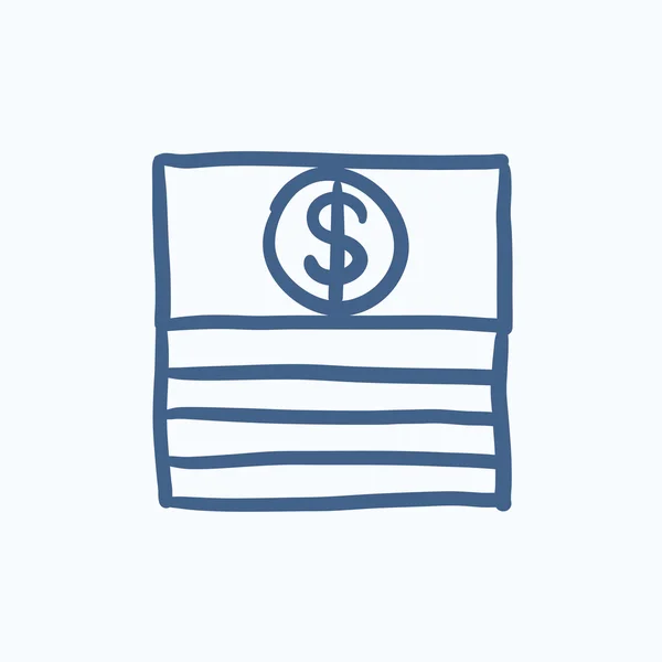 Stack of dollar bills sketch icon. — Stock Vector