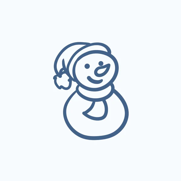 Snowman sketch icon. — Stock Vector