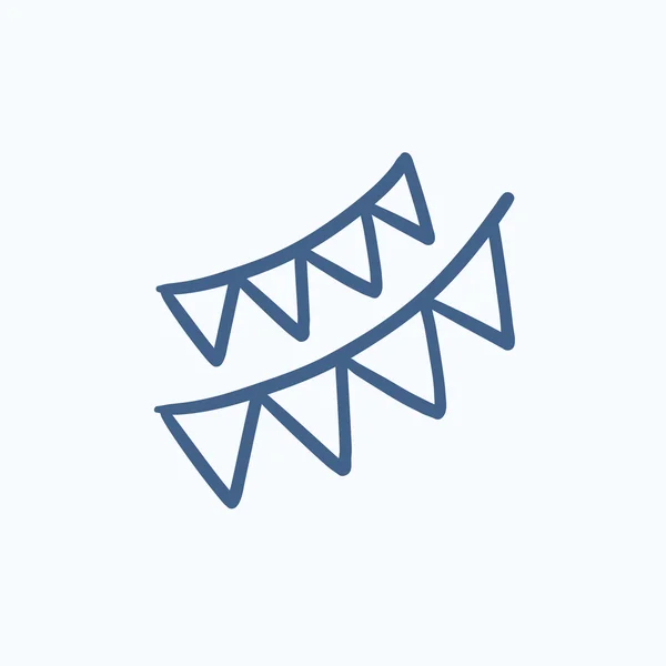 Christmas triangular flags sketch icon. — Stock Vector