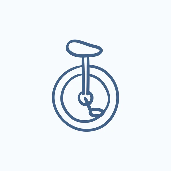 Icono de boceto de bicicleta de una rueda . — Vector de stock