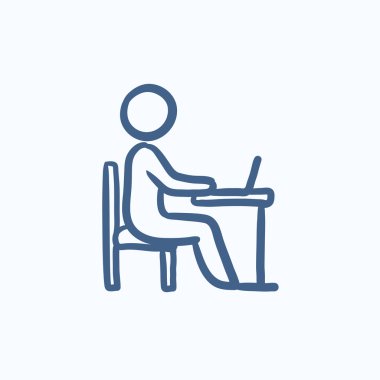 Dizüstü kroki simgesine çalışma öğrenci.