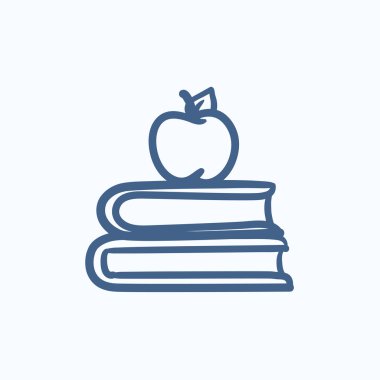 Kitaplar ve apple üst simge kroki.