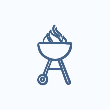 Su ısıtıcısı Barbekü Izgara kroki simgesi.