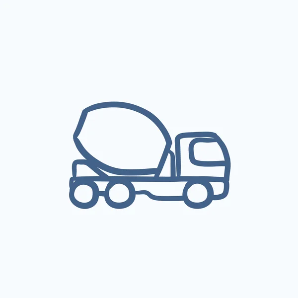 Betonmixer vrachtwagen schets pictogram. — Stockvector
