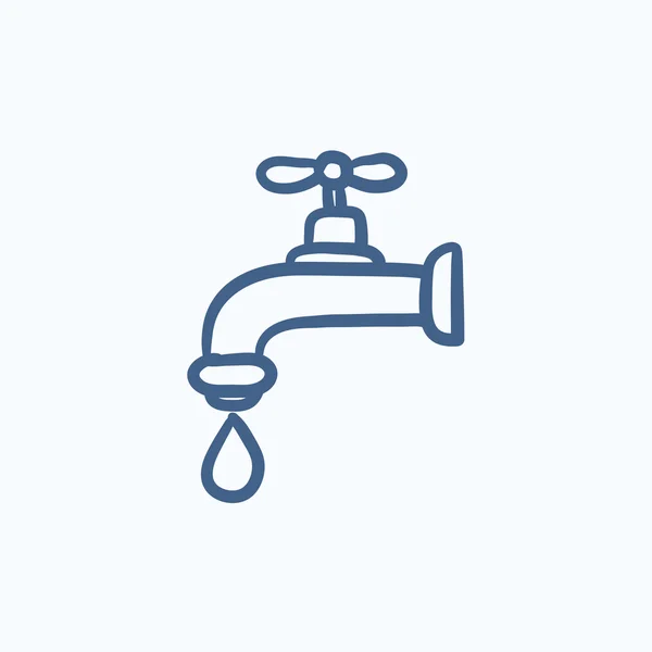 Dripping tap with drop sketch icon. — Stock Vector