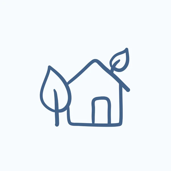 Eco-friendly icono del boceto de la casa . — Vector de stock