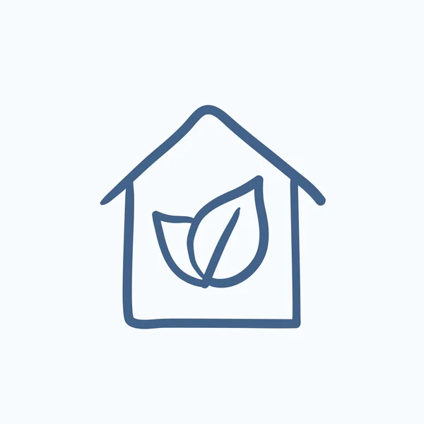 Ekologický dům skica ikony. — Stockový vektor