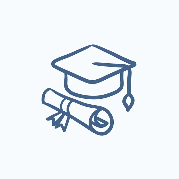 Casquette graduée avec icône de croquis en rouleau de papier . — Image vectorielle