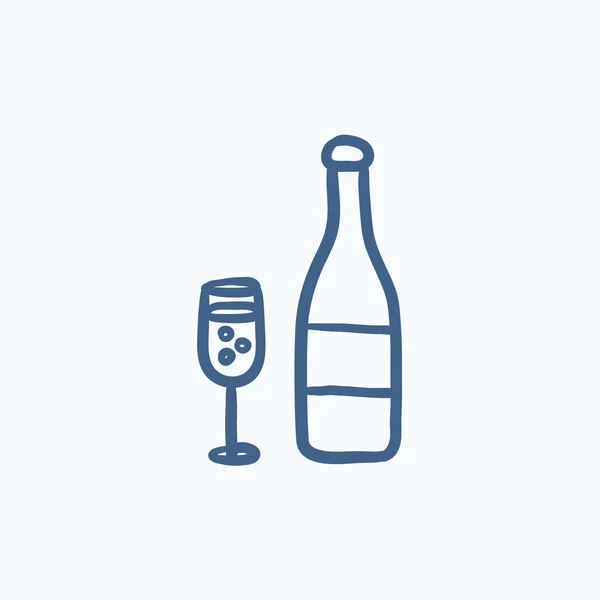 Üveg champaign és az üveg vázlat ikon. — Stock Vector