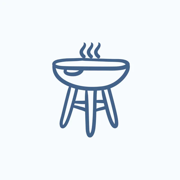 Waterkoker barbecue grill schets pictogram. — Stockvector