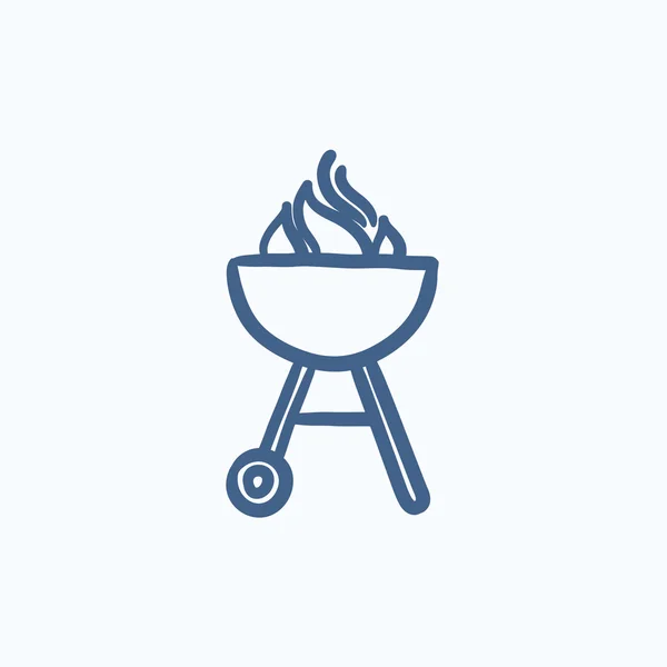 Bouilloire barbecue grill croquis icône . — Image vectorielle