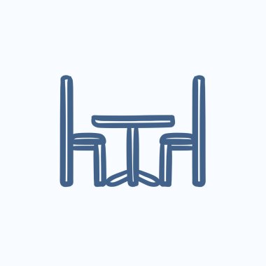 Masa ve sandalyeler kroki simgesi.