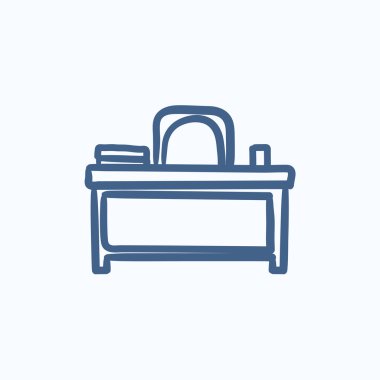 Masa ve sandalye kroki simgesi.