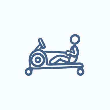 Spor salonu kroki simgesinde egzersiz adam.