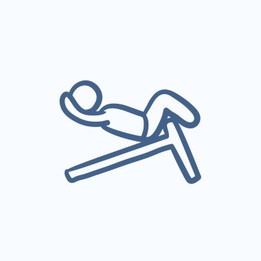Incline bench kroki simgesini egzersizi yapan erkek.