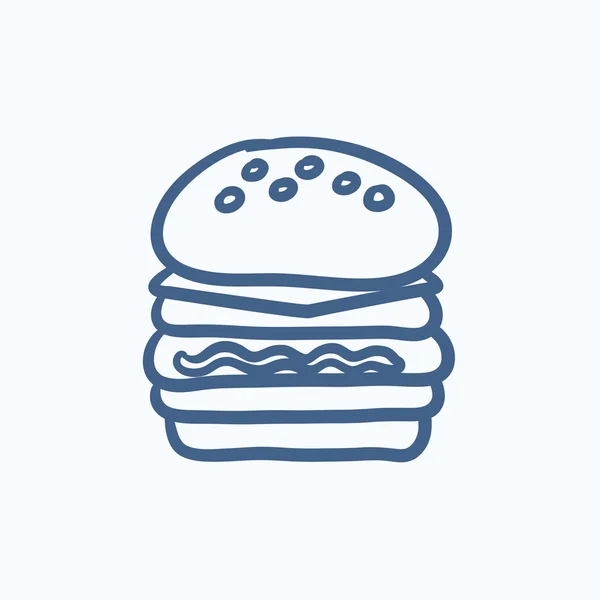 Διπλό burger σκίτσο εικονίδιο. — Διανυσματικό Αρχείο