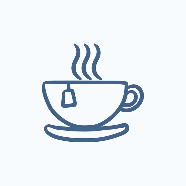 Forró tea-cup vázlat ikon. — Stock Vector