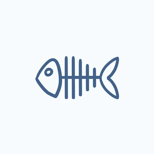 Sketch squelette de poisson icône . — Image vectorielle