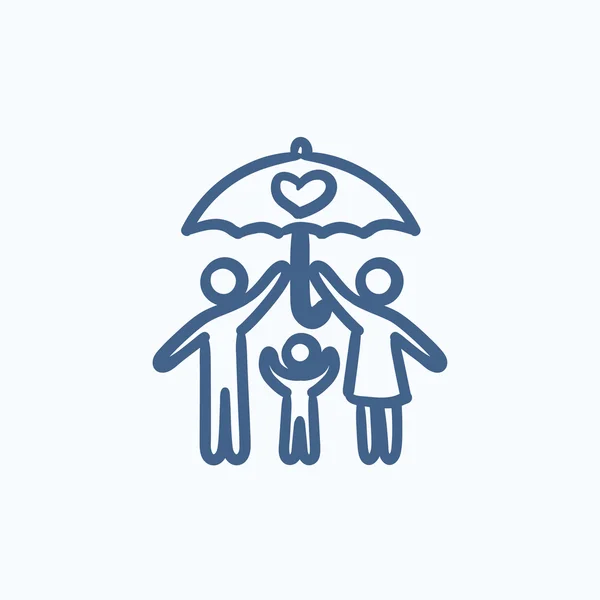 Familjen försäkring skiss ikon. — Stock vektor