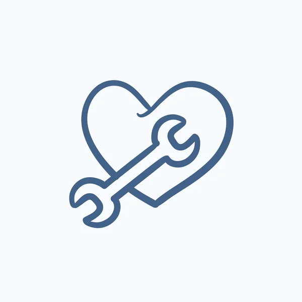 Herz mit Schraubenschlüssel-Ikone. — Stockvektor