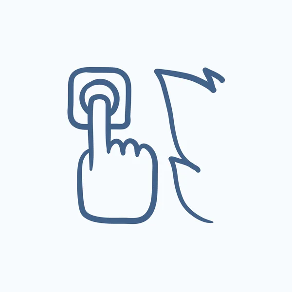 Hand pressing fire alarm button sketch icon. — Stock Vector