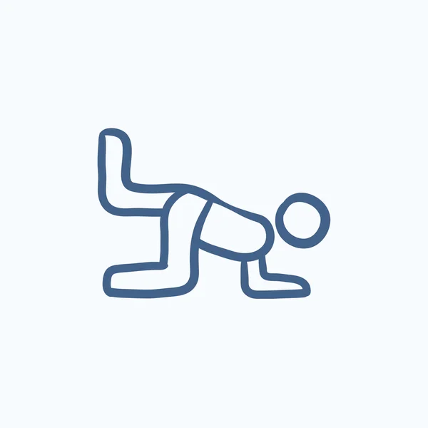 Bărbat exercitarea fese schiță pictogramă . — Vector de stoc