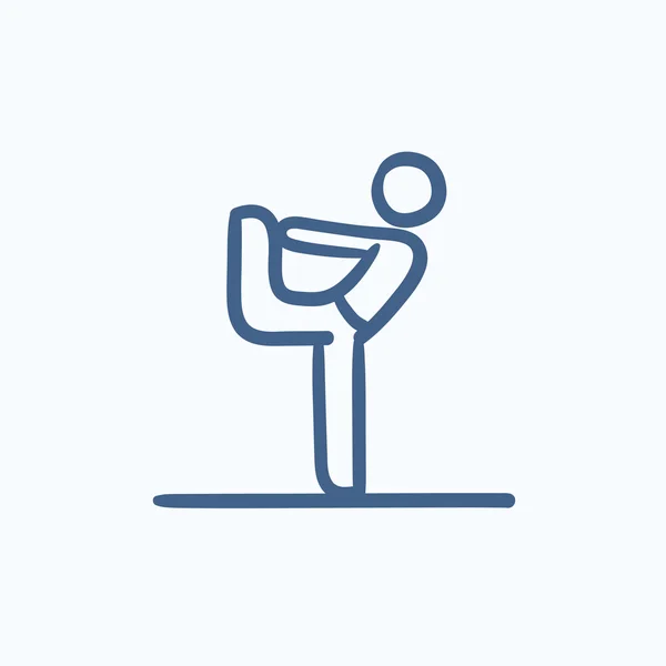 Hombre practicando yoga bosquejo icono . — Vector de stock