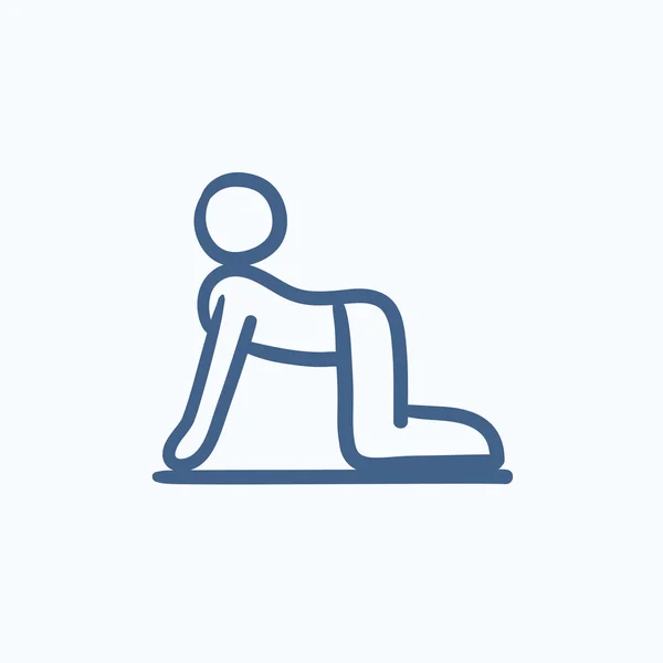 Man tränar yoga skiss ikon. — Stock vektor