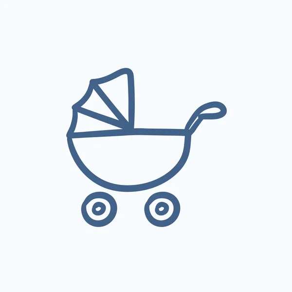 Bebek arabası kroki simgesi. — Stok Vektör