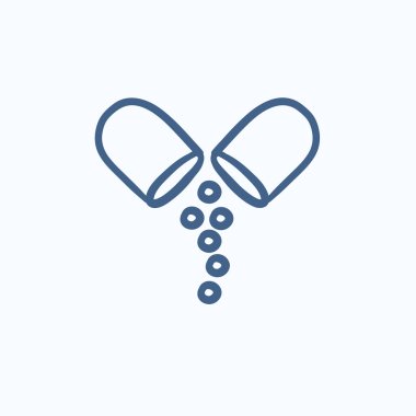 Kapsül pill kroki simgesi.