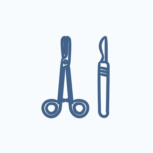 Иконка наброска хирургических инструментов . — стоковый вектор