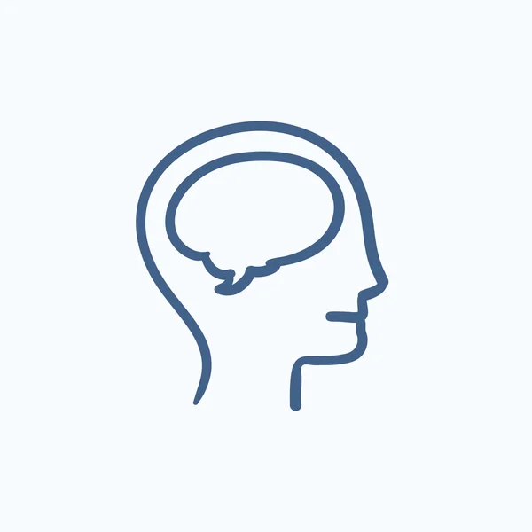 Human head with brain sketch icon. — Stock Vector