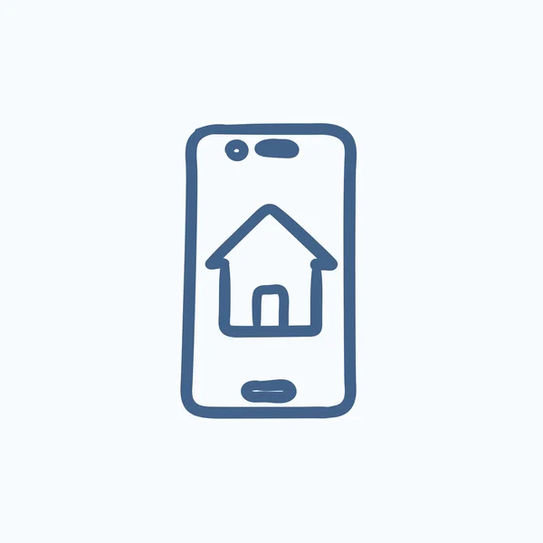 Pesquisa de propriedade no ícone do esboço do dispositivo móvel . — Vetor de Stock