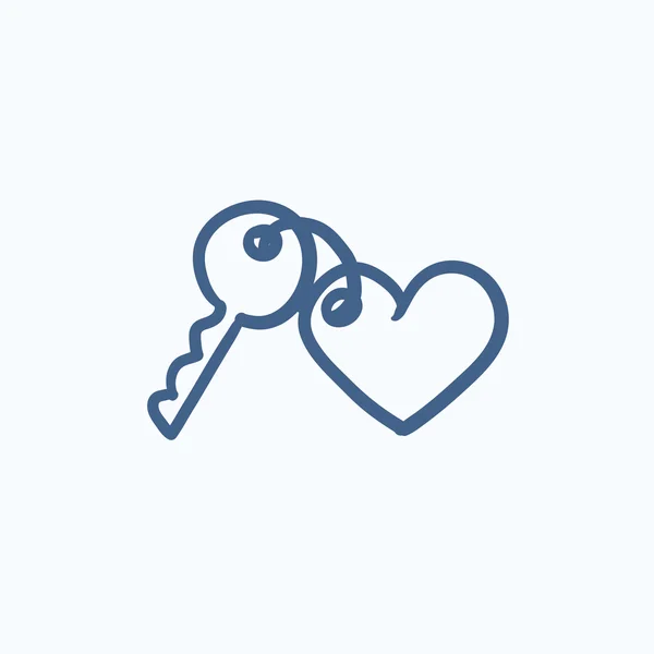 Trinket for keys as heart sketch icon. — Stock Vector