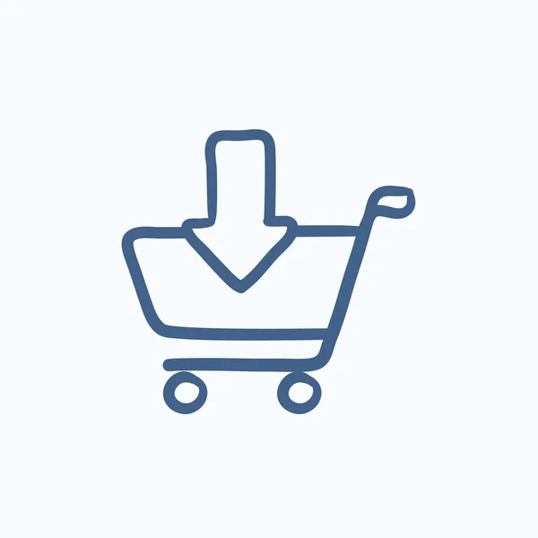 Online shopping cart skiss ikon. — Stock vektor