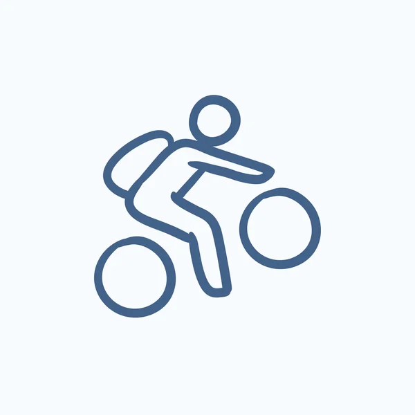 Hombre montar en bicicleta icono de boceto . — Vector de stock