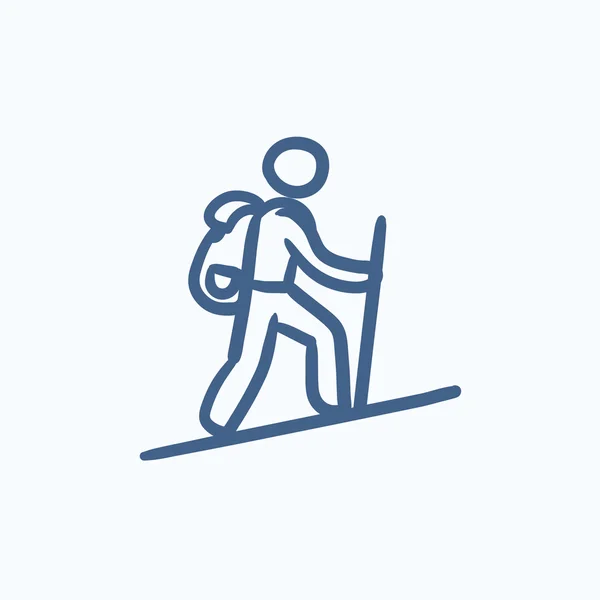 Tourist backpacker sketch icon. — Stock Vector