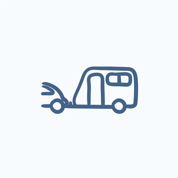 Car with caravan sketch icon. — Stock Vector