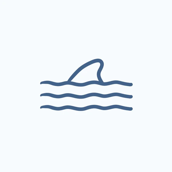 Pinna di squalo dorsale sopra l'icona dello schizzo dell'acqua . — Vettoriale Stock