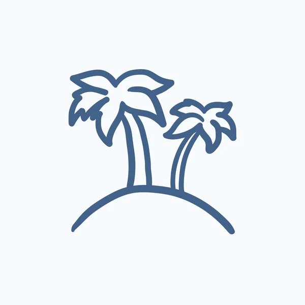 Ada kroki simgesi iki palmiye ağaçlarının. — Stok Vektör