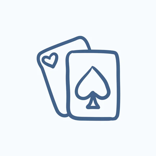 Jogando cartas ícone esboço . — Vetor de Stock