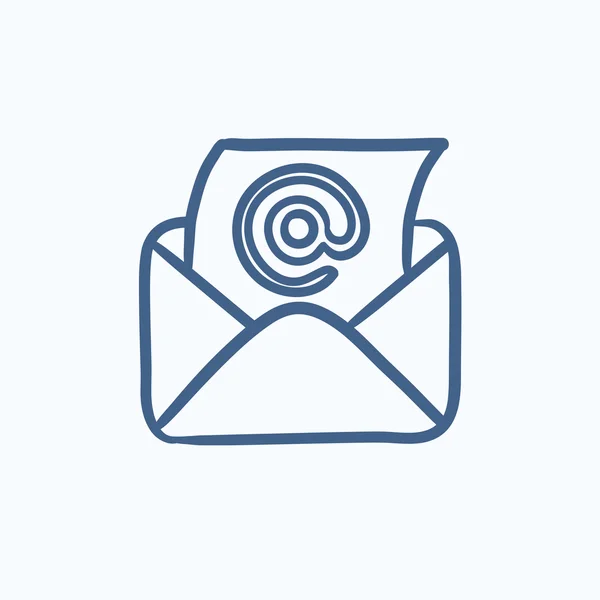 Busta e-mail con icona di schizzo foglio di carta . — Vettoriale Stock