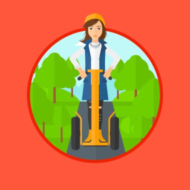 Kadın sürüş elektrikli scooter.