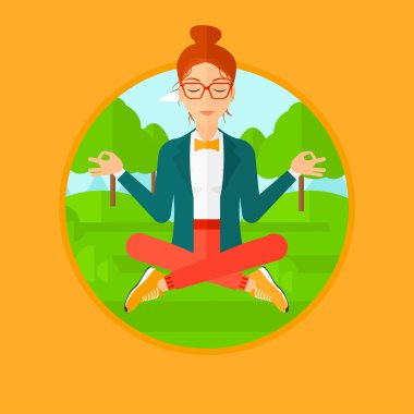 İş kadını Lotus bulunduğu meditasyon.