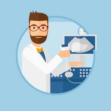 Erkek ultrason doktoru.