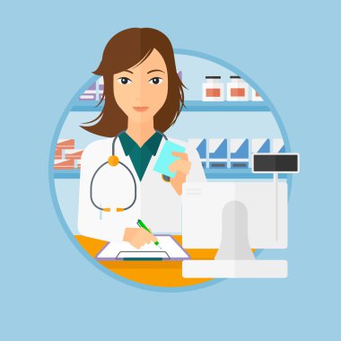 Pharmacist writing prescription. clipart