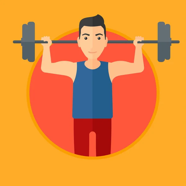 Man lifting barbell. — Stock Vector